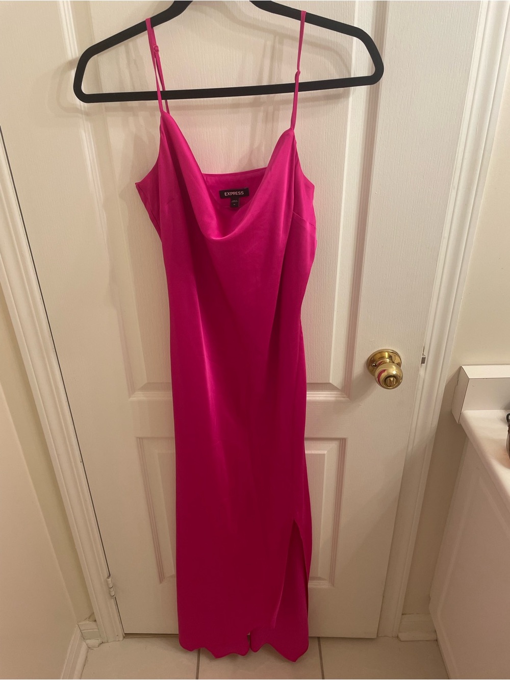 Express Fuchsia Cowl Neck Slip Maxi Dress